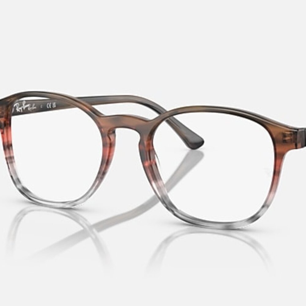 NEW RAY-BAN RB5417 8251 Phantos Eyeglasses Striped Brown Red 52-19